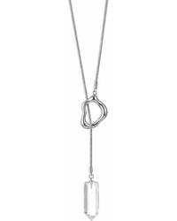 Ormiro - Aether Clear Quartz Crystal And Titanium Steel Lariat Necklace - Lyst