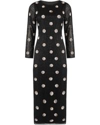 Rose & Nancy - Merrin Polka Dot Hand Beaded Midi Dress - Lyst