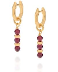 Nellou Jewellery - Linear Huggie Birthstone Earrings January Plated Sterling - Lyst