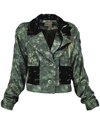 Lalipop Design - Abstract Print Cropped Jacket With Burnout Detail - Lyst