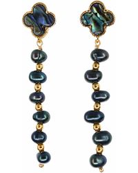 Ninemoo - Black Pearl Clover Earrings - Lyst