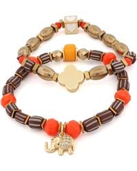 Ebru Jewelry - Soulful Journey Beaded Bracelet Set With Heart & Elephant - Lyst