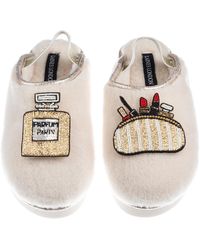 Laines London - Neutrals Flatform Cloud Closed Toe Slippers With Beauty Queen Brooches - Lyst