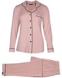 Pretty You London - Bamboo Long Sleeved Trouser Pyjama Set In Pink - Lyst