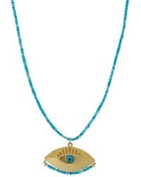 Ebru Jewelry - Evil Eye Pendant Tiny Stone Beaded Positive Necklace - Lyst