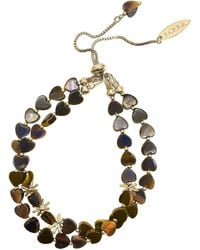 Farra - Heart Shaped Tiger-Eye Stone Double Layers Bracelet - Lyst