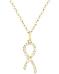 KAMARIA - Cancer Ribbon Necklace With Crystals - Lyst