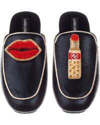 Laines London - Classic Mules With Lipstick & Lips Brooch - Lyst