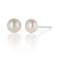 Nellou Jewellery - Pearl Button Stud Earrings Sterling - Lyst