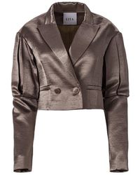 Lita Couture - Statement Cropped Blazer In Liquid Silver - Lyst