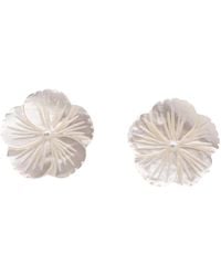 Miss Cecilia - Mother Of Pearl Flower Ear Studs - Lyst