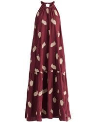 Paisie - Leaf Embroidered Halterneck Maxi Dress - Lyst