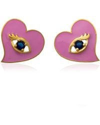 Milou Jewelry - Heart Earrings With Evil Eye - Lyst