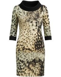 Conquista - Fitted Punto Di Roma Print Dress With Belt - Lyst