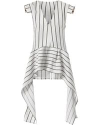 Metamorph - Asymmetric Linen Top On Khaki Stripes - Lyst