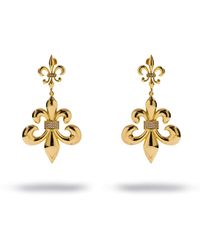 Ebru Jewelry - Royal Fleur De Lis Crystal Drop Earrings - Lyst