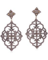 Artisan - 925 Sterling Silver Designer Dangle Earrings Pave Diamond 14k Gold Jewelry - Lyst
