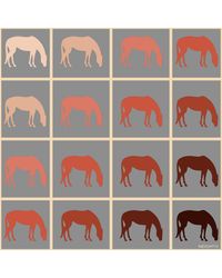 Neightiv - Checkered Horse Silk Scarf- Grazing Symmetry Small - Lyst