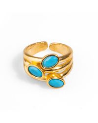 Ebru Jewelry - Trio Gemstone & Stylish Adjustable Cocktail Ring - Lyst
