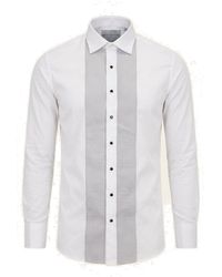 Ron Tomson - Lurex Paneled Spread Collar Shirt - Lyst
