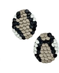 WAIWAI - Neutrals Snake Pattern Leather Earrings - Lyst