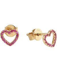 Artisan - 18K Sapphire Open Heart Stud Earrings - Lyst