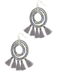 Saachi - Beaded Tassel Hoop Earrings - Lyst