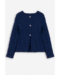 Nocturne - Textured Knit Peplum Cardigan - Lyst