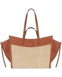 Saonara Brand - Neutrals Shopping Bag Caramel Raffia Leather - Lyst