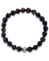 Nialaya - Wristband With Faceted Gold Obsidian And Silver - Lyst