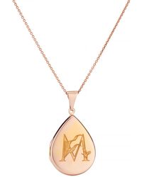 Posh Totty Designs - Gold Plated Floral Engraved Initial Locket Necklace - Lyst