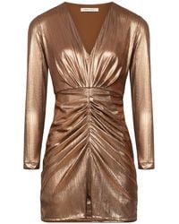 Urban Touch - Metallic Ruched Skirt Mini Dress Bronze - Lyst