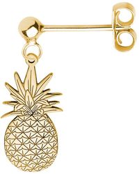 CarterGore Gold Pineapple Single Short Drop Earring - Metallic