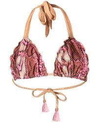 ELIN RITTER IBIZA - Ibiza Pink Animal Print Ruched Triangle Bikini Top Georgia Cap Martinet - Lyst