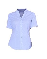 Smart and Joy - Fitted V-Neck Short Sleeves Cotton Shirt - Lyst