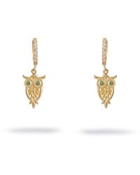 Ebru Jewelry - Mystic Owl Emerald Eye Earrings - Lyst
