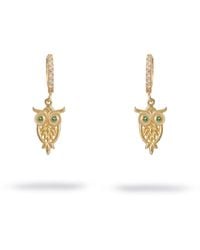 Ebru Jewelry - Mystic Owl Emerald Eye Earrings - Lyst
