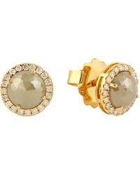 Artisan - 18k Solid Yellow Gold Ice Diamond Stud Earrings Handmade Jewelry - Lyst