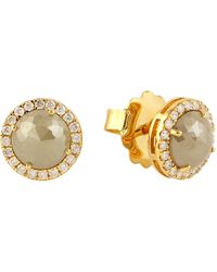 Artisan - 18k Solid Yellow Gold Ice Diamond Stud Earrings Handmade Jewelry - Lyst