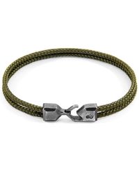 Anchor and Crew - Khaki Green Cromer Silver & Rope Bracelet - Lyst