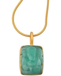 Opium Jewels - Emerald Ganesh Pendant On Plated Snake Chain - Lyst