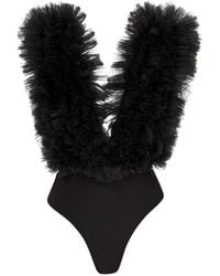 LIA ARAM - Signature Ruffled Tulle Bodysuit - Lyst