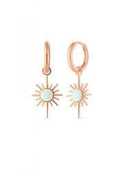 Spero London - White Opal Northern Star Starburst Drop Hoop Earring Sterling Silver - Lyst