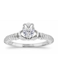 Kylie Harper - Heart-Cut Diamond Cz Claddagh Band Ring - Lyst