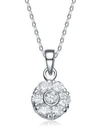 Genevive Jewelry - Sterling Silver White Cubic Zirconia Stones Classic Pendant - Lyst