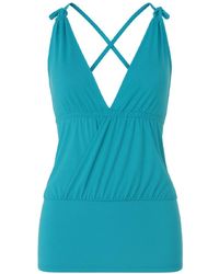 Conquista - Draped V-Neck Sleeveless Top With Cross-Back Detail - Lyst