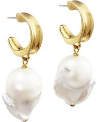 Biko Jewellery - Barroco Pearl Hoops - Lyst