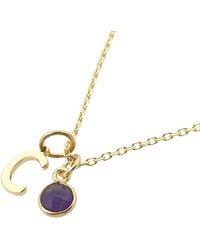 Harfi - Mini Amethyst February Birthstone And Initial Plated Necklace - Lyst