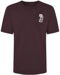 INGMARSON - Flower Embroidered Organic Cotton T-Shirt Burgundy - Lyst