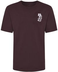 INGMARSON - Floral Embroidered Organic Cotton T-Shirt Burgundy - Lyst